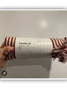 IKEA TUVALIE Red and White Striped Throw Blanket